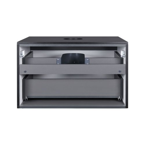 Тумба подвесная Qtap Tern Matt black со столешницей QT1779TPL802MB