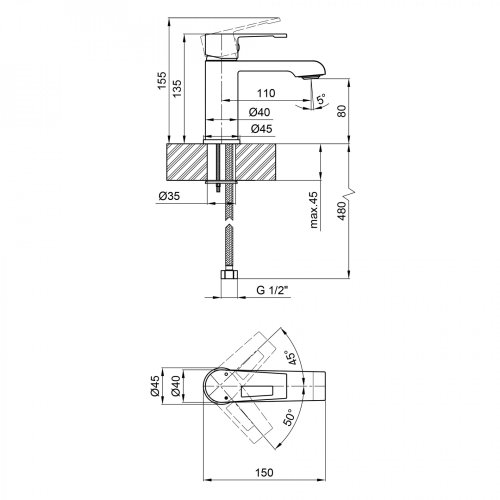 Смеситель для умывальника Qtap Tern 1061102C