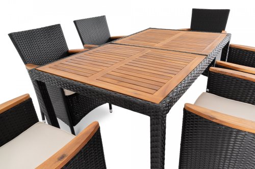 Садові меблі Di Volio VERONA 6+1 Чорний/кремовий