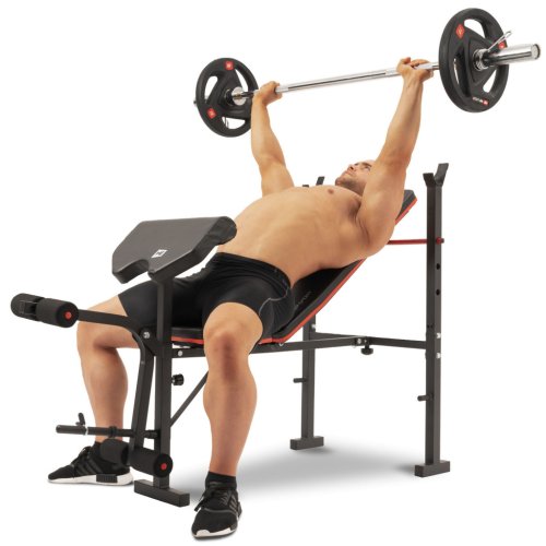 Набор Hop-Sport Premium 135 кг с лавой HS-1055 и партой Скотта.