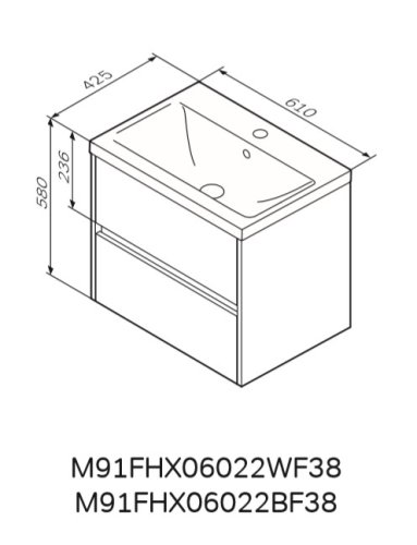 Тумба з умивальником AM.PM Gem S M91-FHX0602-WC0602WF38
