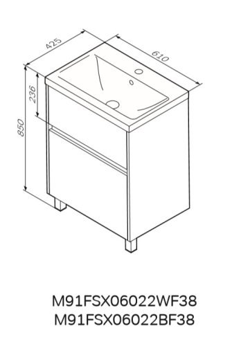 Тумба с умывальником AM.PM Gem S M91-FSX0602-WC0602BF38