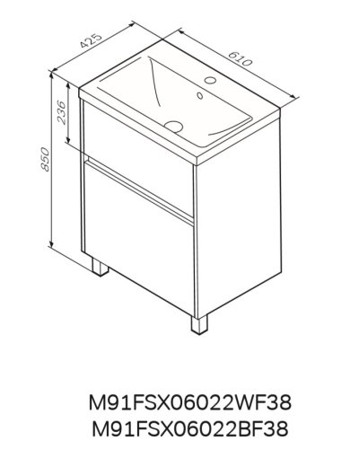 Тумба с умывальником AM.PM Gem S M91-FSX0602-WC0602WF38