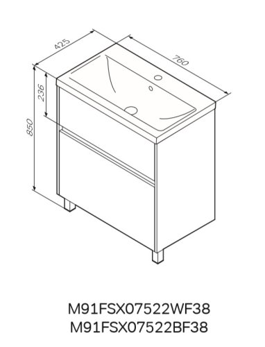Тумба с умывальником AM.PM Gem S M91-FSX0752-WC0752BF38