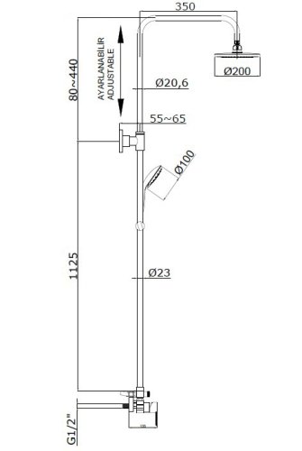 Душевая система Adell Lento Rain 15780161