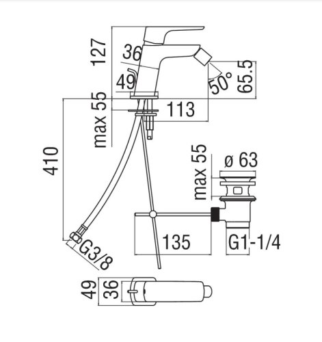 Смеситель для биде Nobili Acquaviva VV103119/1CR