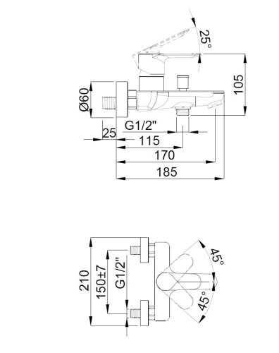 Смеситель для ванны Adell Lea 15920501