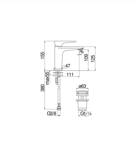 Смеситель для умывальника Nobili Seven Velvet Black SE124118/2BM