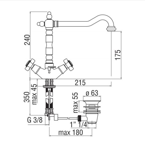 Смеситель для умывальника Nobili Ritz RI49117/1CR