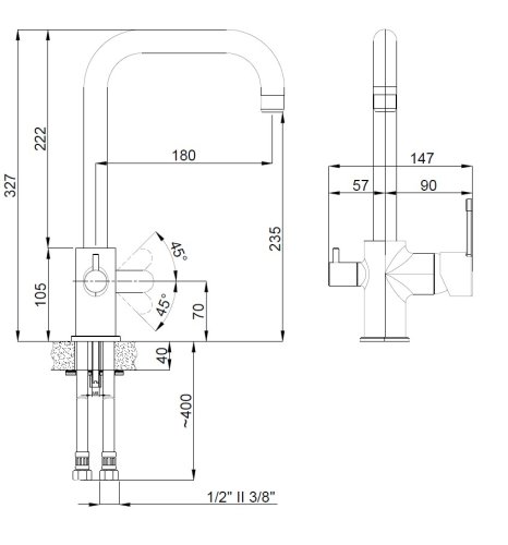 Смеситель для кухни с подключением к фильтру Adell Lento 15494421