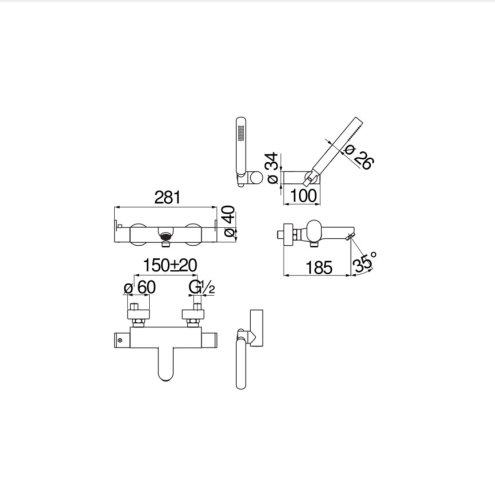 Смеситель для ванны Nobili UP Velvet Black UP94010BM
