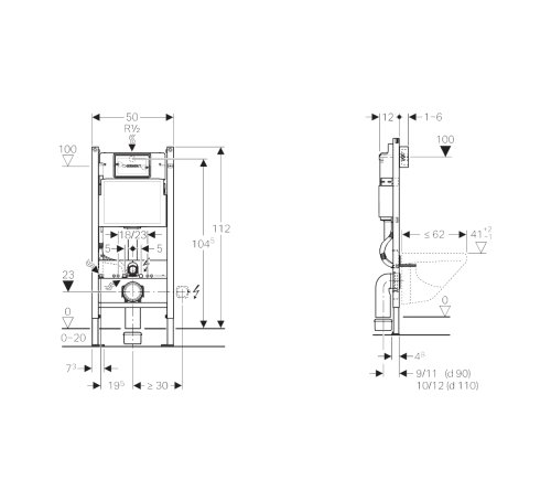 Унитаз с инсталляцией SCARABEO Moon 458.126+5520CL+5530B