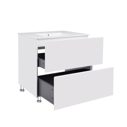 Комплект Qtap Tern White тумба напольная + раковина врезная QT1771TNL8013080CW