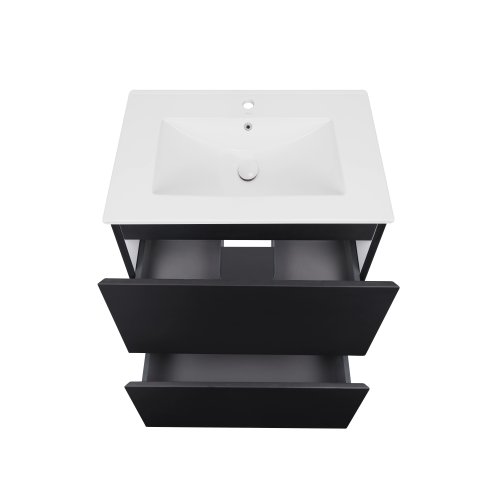 Комплект Qtap Tern Matt black тумба напольная + раковина врезная QT1771TNL6023060CMB