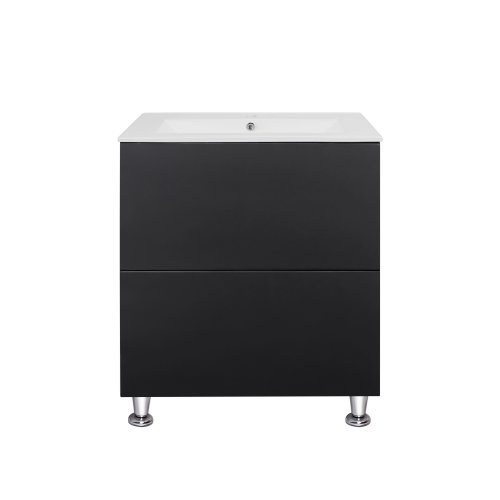 Комплект Qtap Tern Matt black тумба напольная + раковина врезная QT1771TNL6023060CMB