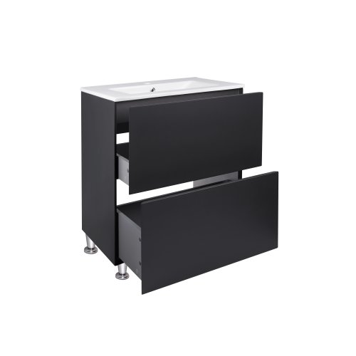 Комплект Qtap Tern Matt black тумба напольная + раковина врезная QT1771TNL6023060CMB