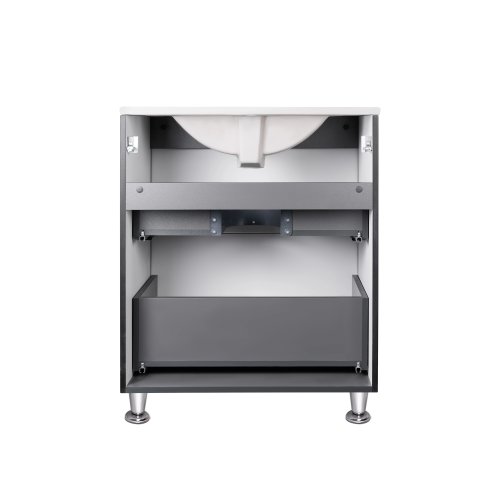 Комплект Qtap Tern Matt black тумба напольная + раковина врезная QT1771TNL6023060CMB