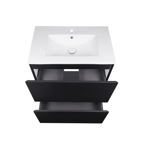 Комплект Qtap Tern Matt black тумба напольная + раковина врезная QT1771TNL7023070CMB