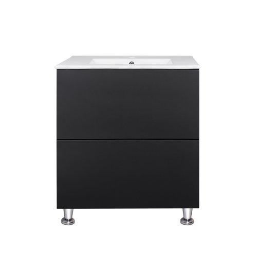 Комплект Qtap Tern Matt black тумба напольная + раковина врезная QT1771TNL7023070CMB