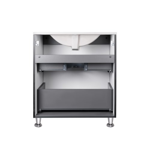 Комплект Qtap Tern Matt black тумба напольная + раковина врезная QT1771TNL7023070CMB