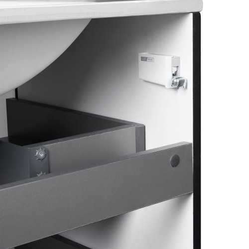 Комплект Qtap Tern Matt black тумба напольная + раковина врезная QT1771TNL7023070CMB