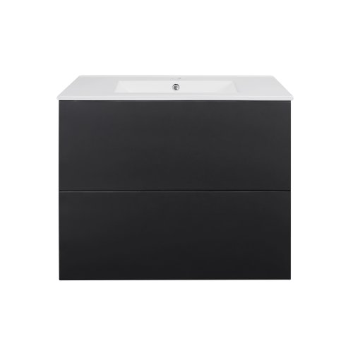 Комплект Qtap Tern Matt black тумба підвісна + раковина врізна QT1772TPL7023070CMB