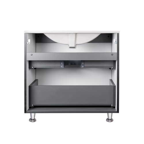 Комплект Qtap Tern Matt black тумба напольная + раковина врезная QT1771TNL8023080CMB