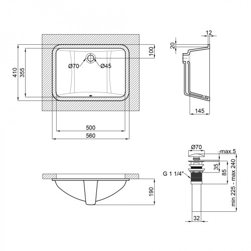 Умывальник Qtap Stork White с донным клапаном QT1511LU022W