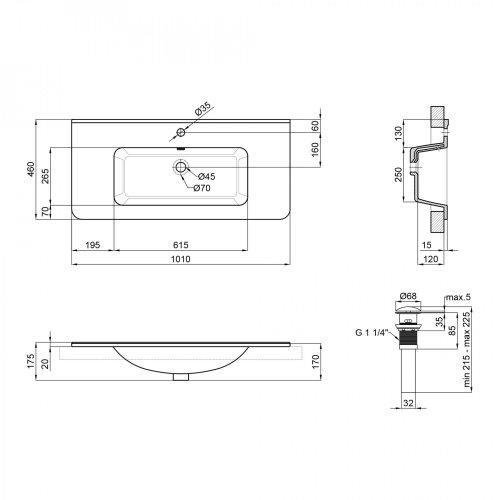 Умывальник Qtap Albatross 9H White с донным клапаном QT01119100HW