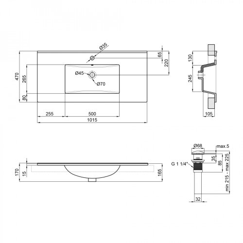Умывальник Qtap Albatross E White с донным клапаном QT01119100EW