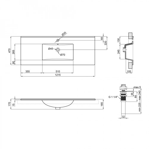Умывальник Qtap Albatross E White с донным клапаном QT01119120EW