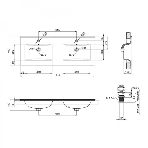 Умывальник Qtap Albatross ED White с донным клапаном QT01119120EDW