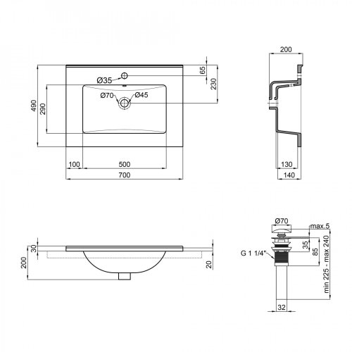 Умивальник Qtap Albatross E49 White з донним клапаном QT01119070E49W