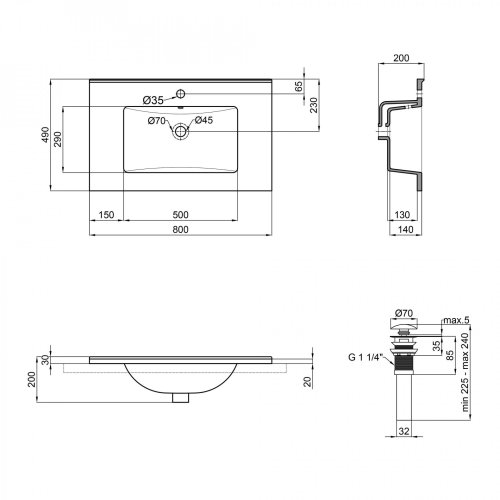 Умивальник Qtap Albatross E49 White з донним клапаном QT01119080E49W