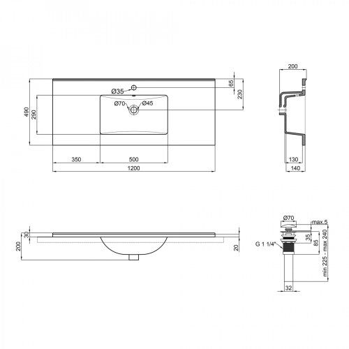 Умывальник Qtap Albatross E49 White с донным клапаном QT01119120E49W