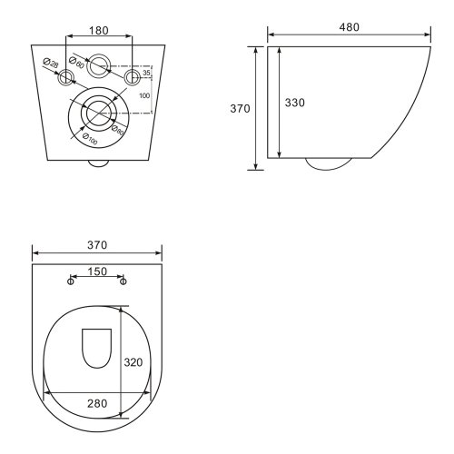 Унитаз + инсталляция VOLLE Amadeus M Rimless с белой клавишей Master Evo 13-06-055M+201010+221919
