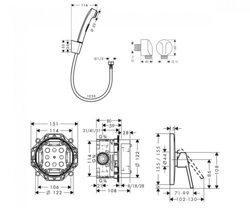 Смеситель + гигиенический душ Hansgrohe Logis Loop 7122021