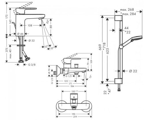 Набор смесителей Hansgrohe Vernis Blend 71551112