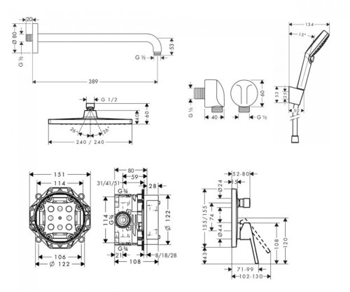 Душевая система Hansgrohe Logis Loop 1192019