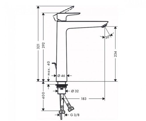 Смеситель для умывальника Hansgrohe Talis E 71716670