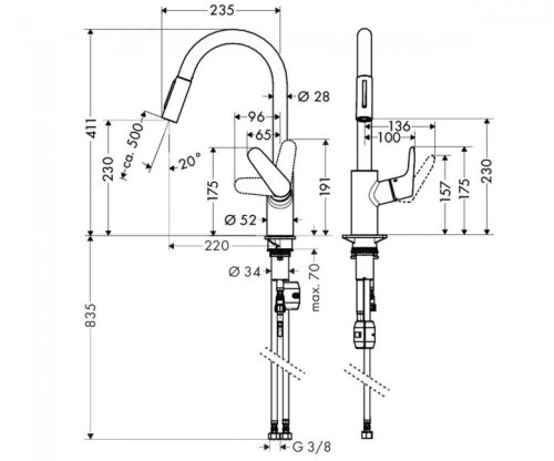 Смеситель для кухни Hansgrohe Focus 31815670