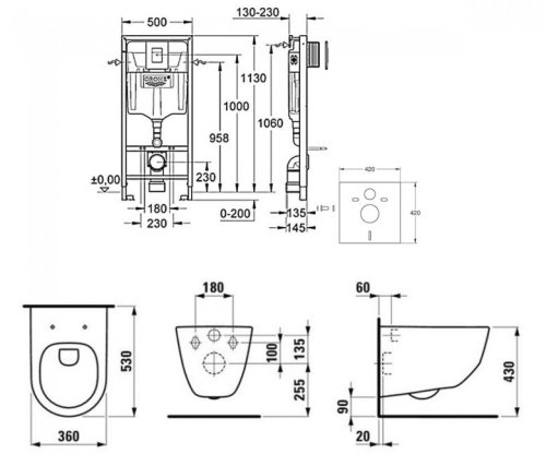 Унітаз з інсталяцією Laufen Pro H8669570000001+38772001+37131000