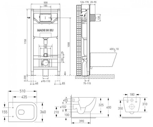Унітаз з інсталяцією Volle Orlando Rimless 13-35-373+201010