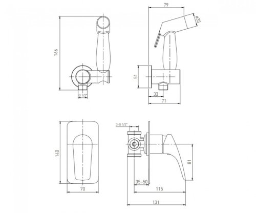 Смеситель + гигиенический душ Volle Orlando 1525.160101