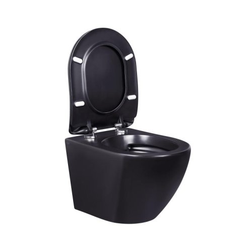 Унитаз подвесной Qtap Robin безободковый с сиденьем Slim Soft-close QT1333046ERMB