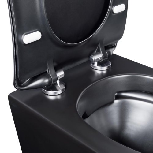 Унитаз подвесной Qtap Robin безободковый с сиденьем Slim Soft-close QT1333046ERMB