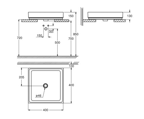 Умывальник + смеситель GROHE CUBE CERAMIC 2416500H