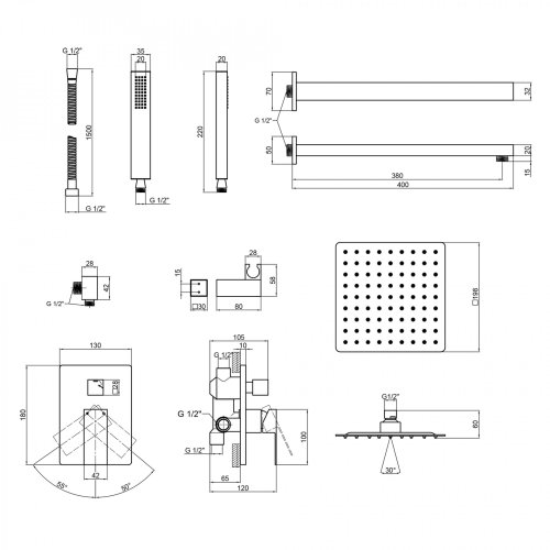 Душевая система Qtap Aquarius 64103NG