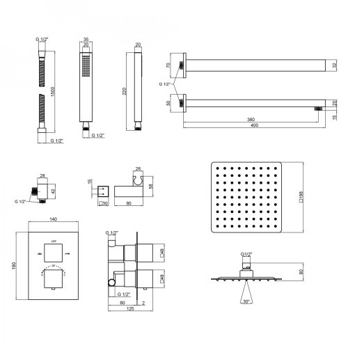 Душевая система Qtap Aquarius 65T103NGB