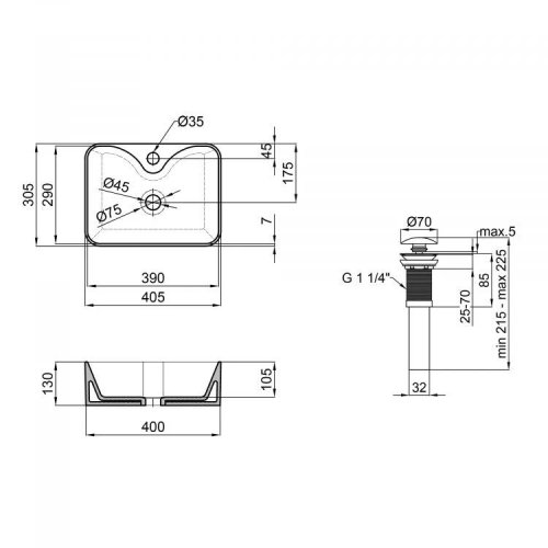 Умивальник Qtap Crow 400х300х140 White з донним клапаном QT05117040JW